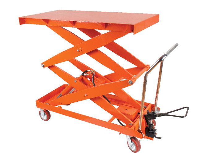 雙剪式分體式雙油缸腳踏下荷結構平臺車