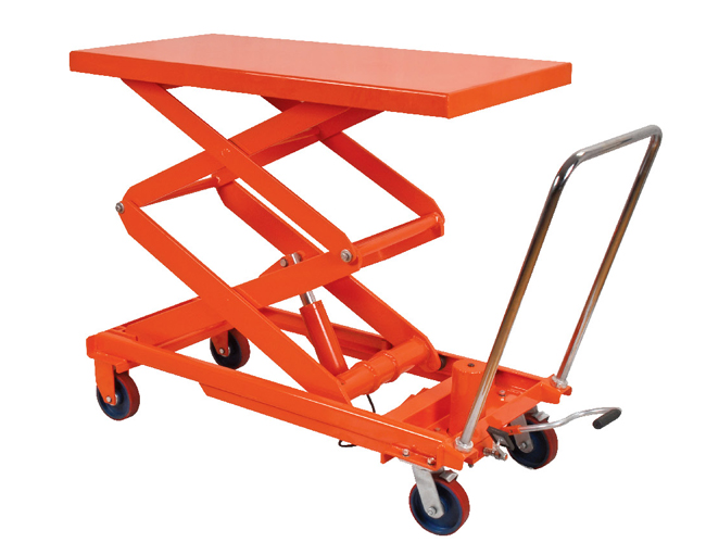 雙剪式分體式油缸腳踏下荷結構平臺車