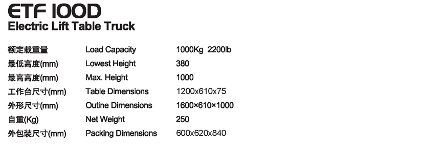 電動(dòng)平臺(tái)車 ETF 100D